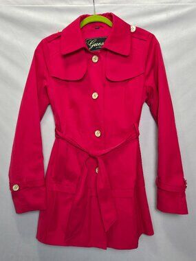 pink guess rain / trench coat